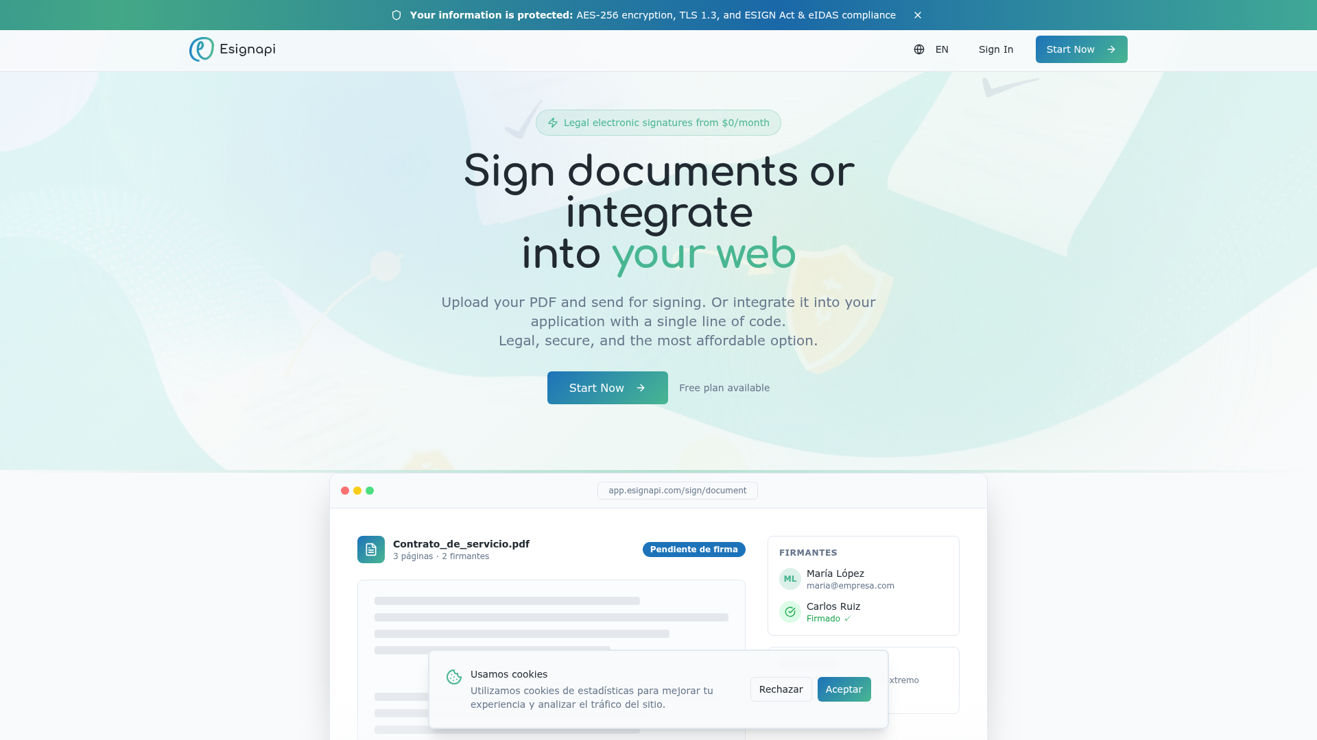 Esignapi — API · eSignature · Global — venture built by Hayes Projects