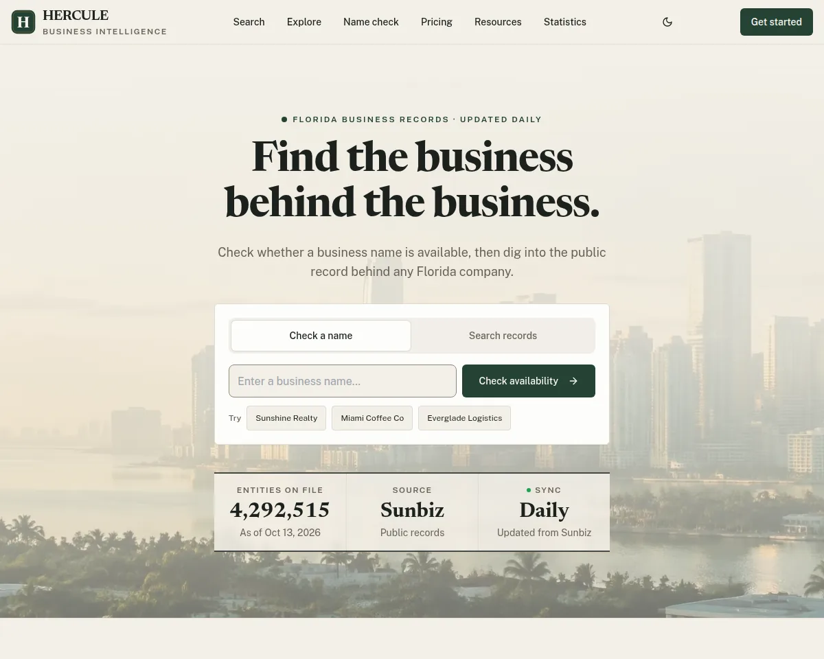 Screenshot of Hercule, a Hayes Projects venture