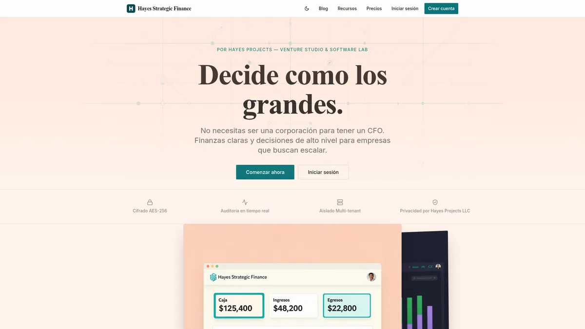 Screenshot of Hayes Strategic Finance, a Hayes Projects venture